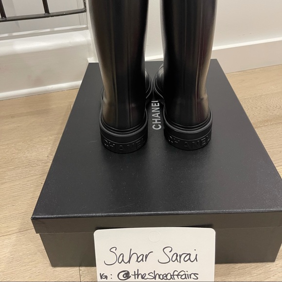 BRAND NEW IN A BOX CHANEL RAIN BOOTS. SOLD OUT EVERYWHERE IN THE US AND EUROPE. - Picture 3 of 7